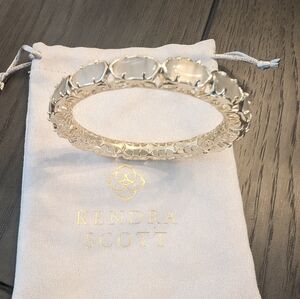 Kendra Scott Bangle Bracelet Gold Filigree and Gray cat eye